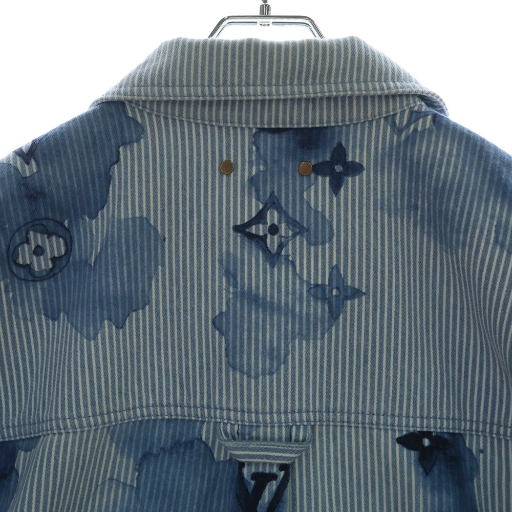 LOUIS VUITTON(ルイヴィトン) 21SS Stripe Monogram Oversized Denim Shirts Jacket ストライプ モノグラム オーバーサイズ デニム 長袖シャツ ジャケット インディゴ RM211V BX7 HLS05W