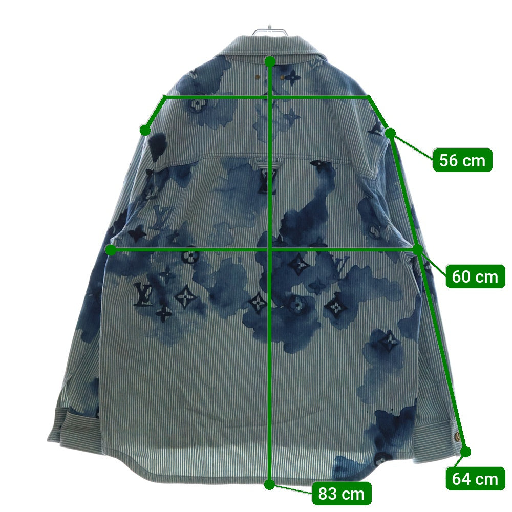 LOUIS VUITTON(ルイヴィトン) 21SS Stripe Monogram Oversized Denim Shirts Jacket ストライプ モノグラム オーバーサイズ デニム 長袖シャツ ジャケット インディゴ RM211V BX7 HLS05W