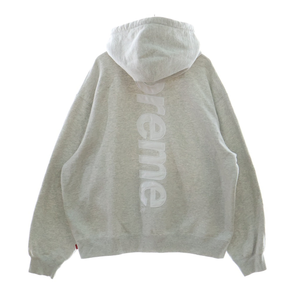 SUPREME(シュプリーム) 23AW Satin Applique Hooded Sweatshirt サテンアップリケ フーデッド プルオーバーパーカー グレー