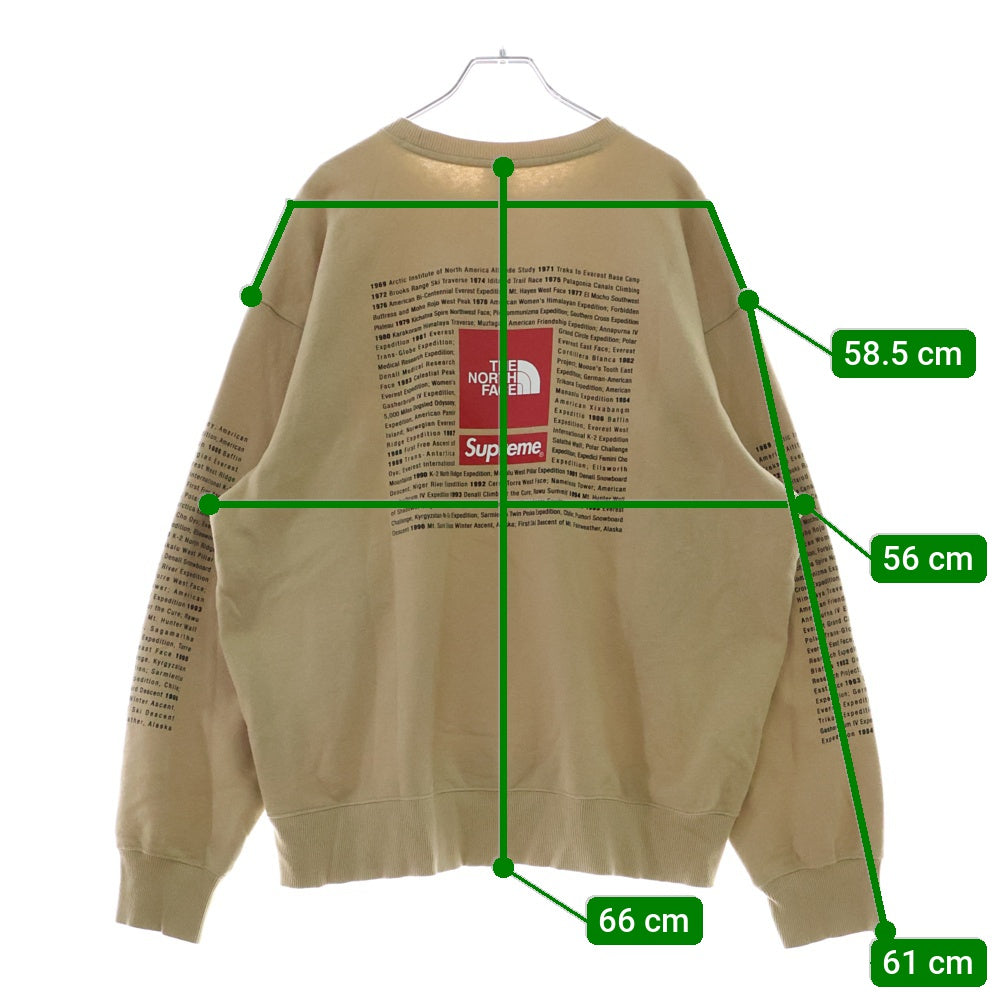 SUPREME(シュプリーム) 24SS ×THE NORTH FACE TNF Crewneck ザノースフェイス ロゴプリント クルーネックスウェットトレーナー ベージュ NT02411I