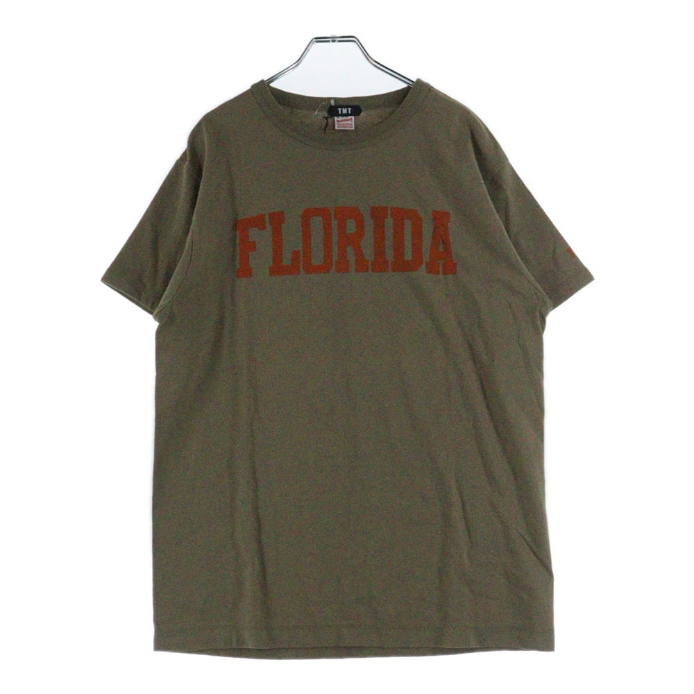 T.M.T(ティーエムティー) ×FRUIT OF THE LOOM フルーツオブザルーム カレッジロゴ クルーネック コットン 半袖Tシャツ カットソー ブラウン TCS-F18HN02