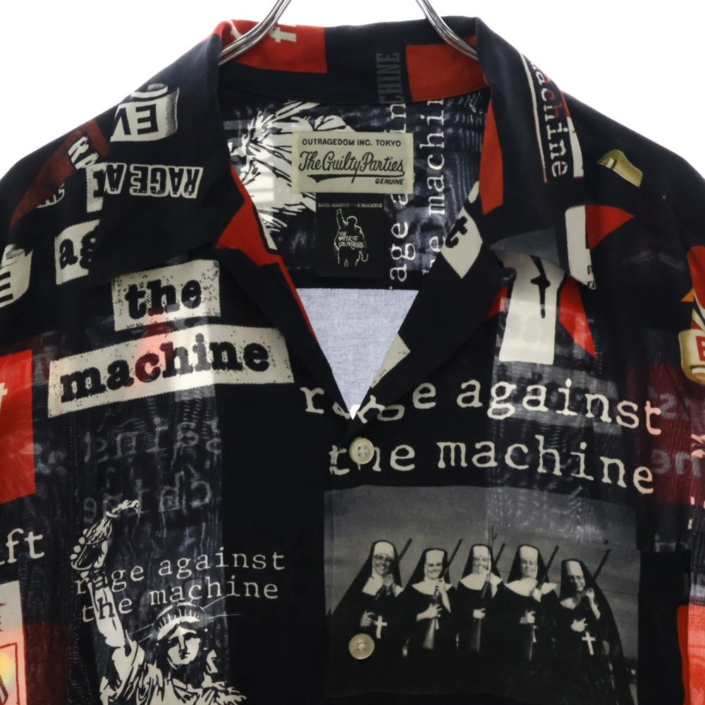 WACKO MARIA(ワコマリア) 20SS ×RAGE AGAINST THE MACHINE S/S HAWAIIAN SHIRT レイジアゲインストザマシーン ハワイアンシャツ 半袖シャツ ブラック RATM-WM-HI01