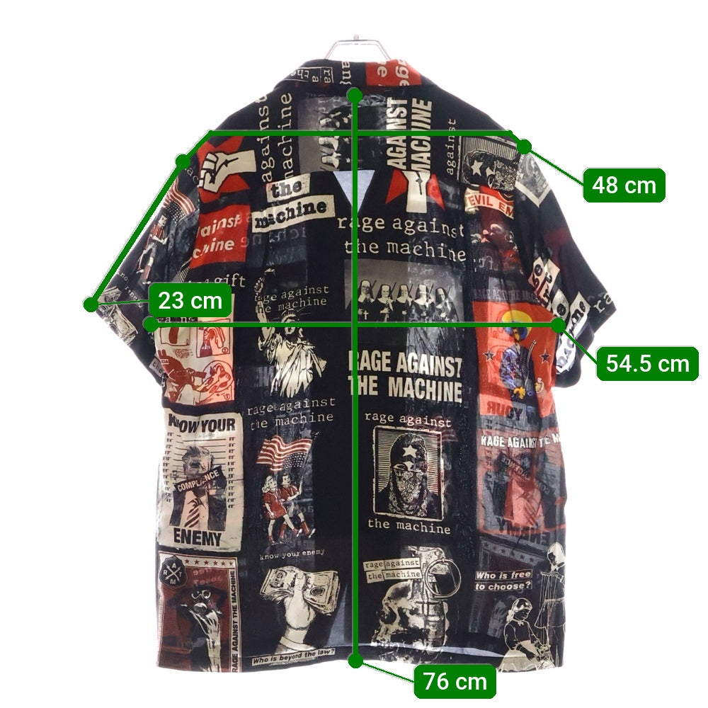 WACKO MARIA(ワコマリア) 20SS ×RAGE AGAINST THE MACHINE S/S HAWAIIAN SHIRT レイジアゲインストザマシーン ハワイアンシャツ 半袖シャツ ブラック RATM-WM-HI01