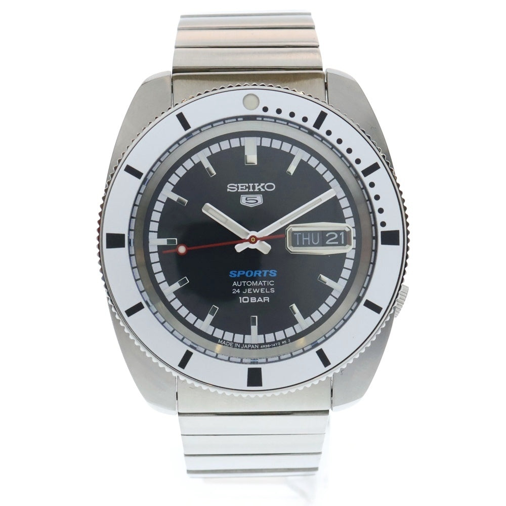 SEIKO(セイコー) 5スポーツ ヘリテージデザイン 黒文字盤 自動巻 腕時計 シルバー