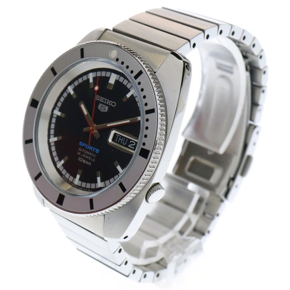 SEIKO(セイコー) 5スポーツ ヘリテージデザイン 黒文字盤 自動巻 腕時計 シルバー