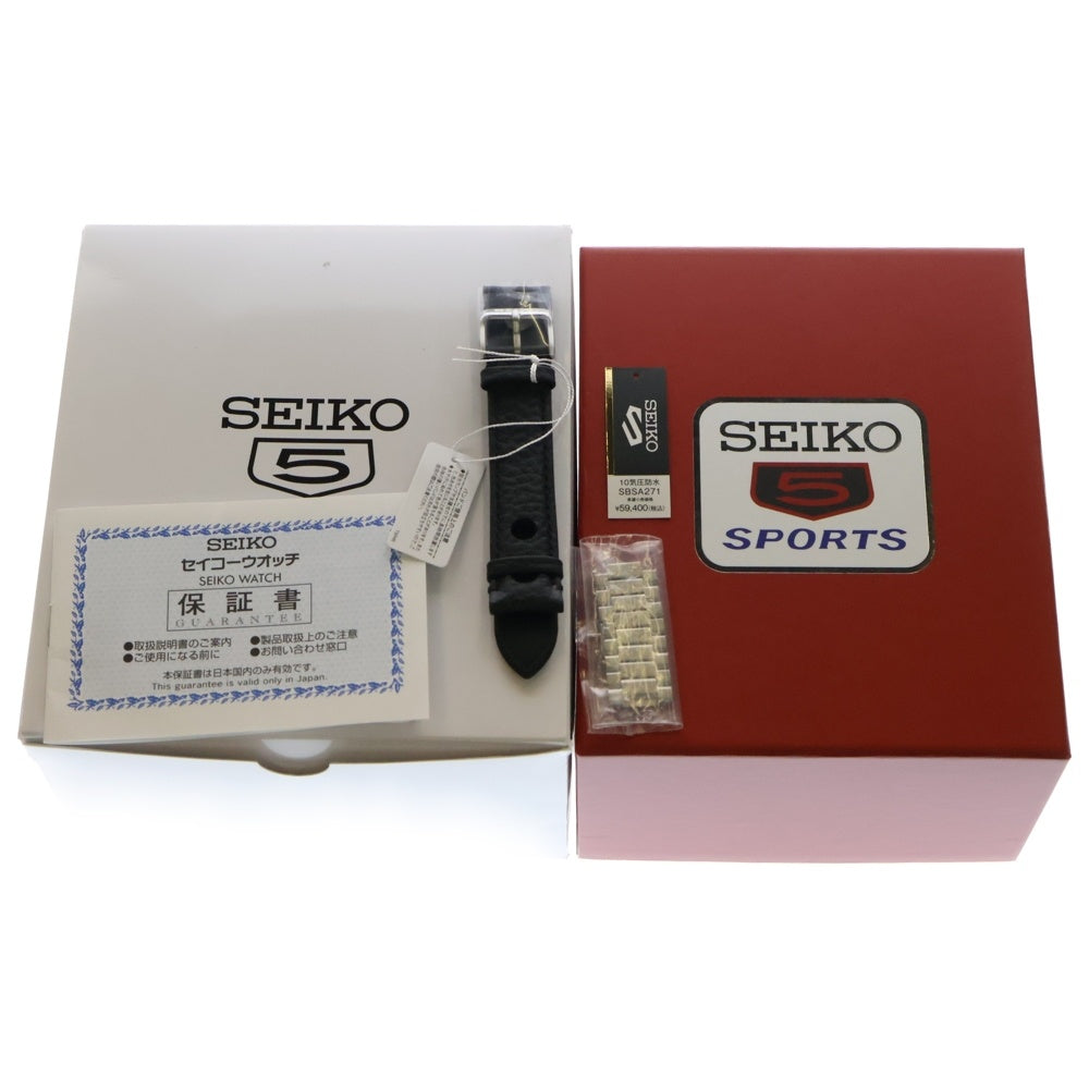 SEIKO(セイコー) 5スポーツ ヘリテージデザイン 黒文字盤 自動巻 腕時計 シルバー