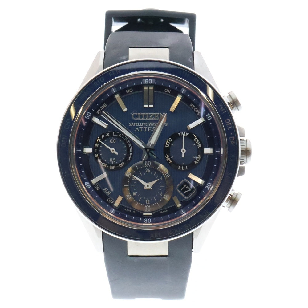CITIZEN(シチズン) アテッサ アクトライン クロノグラフ デュアルタイム ソーラー 腕時計 ネイビー F950-0029S02