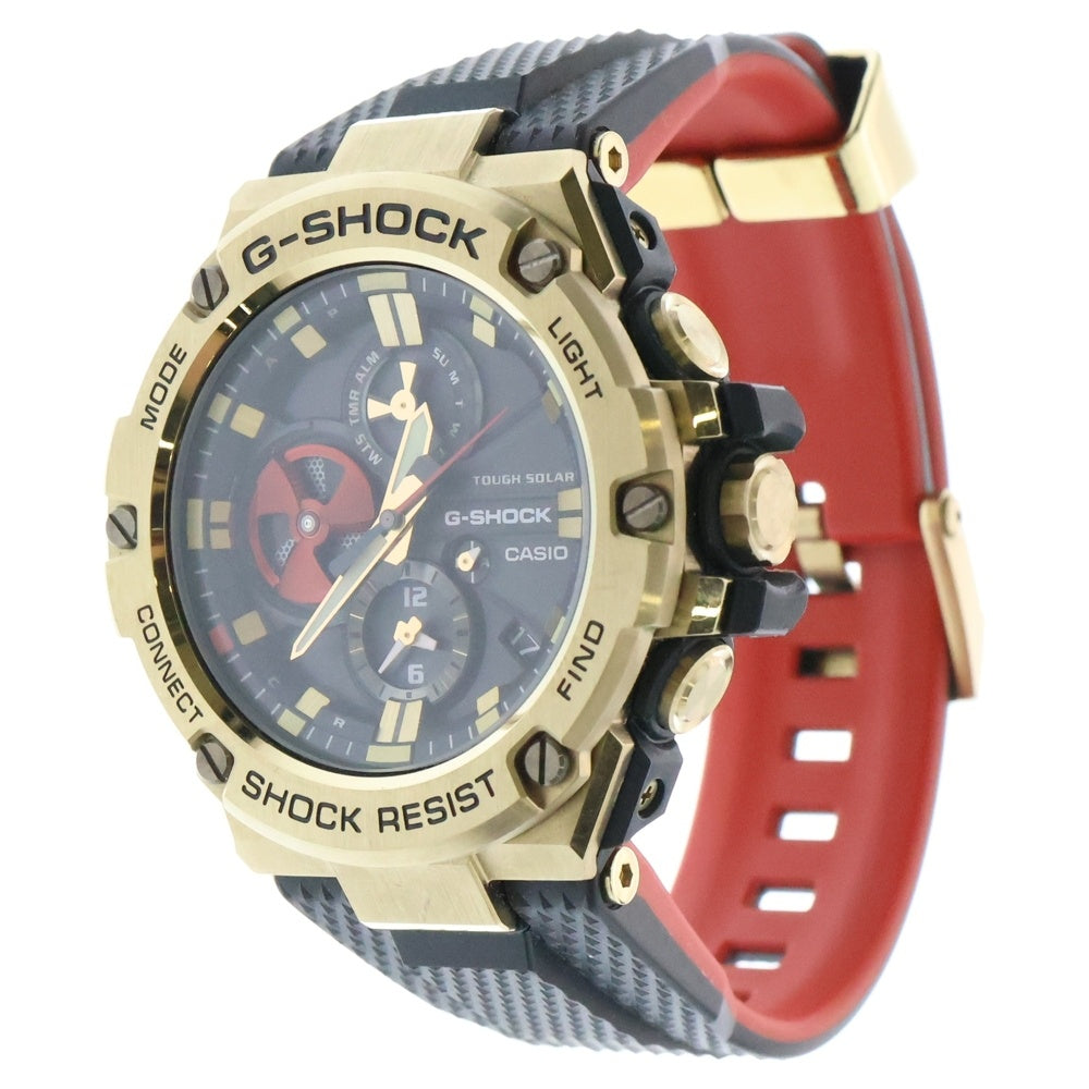 CASIO G-SHOCK(カシオ ジーショック) ×八村塁 Rui Hachimura タフソーラー スーパーイルミネーター デュアルダイアルワールドタイム 腕時計 ブラック/ゴールド GST-B100RH-1AJR