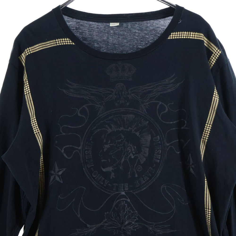 DIESEL(ディーゼル) フロントグラフィックプリント 長袖Tシャツ カットソー ブラック