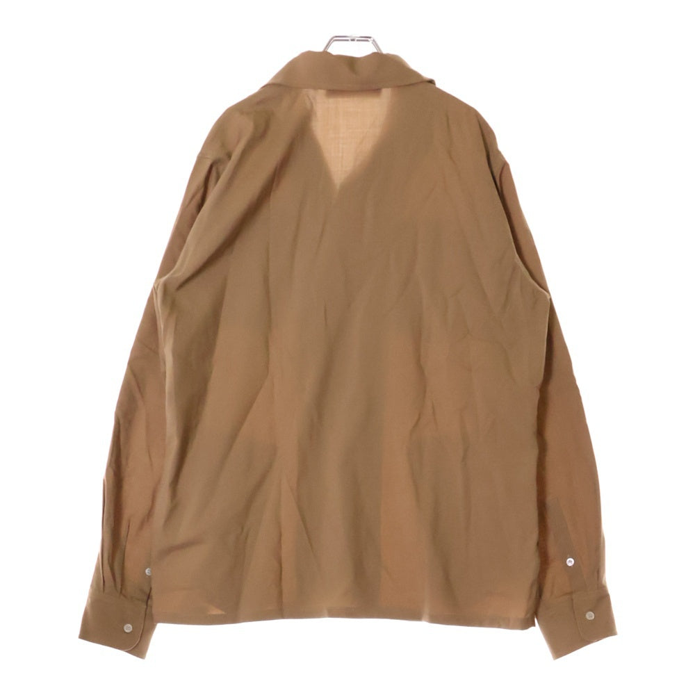 MARNI(マルニ) 24AW TROPICAL WOOL SHIRT トロピカル ポケット刺繍 オープンカラー ウール 長袖シャツ ロングスリーブ ブラウン CUMU0310S0 TW839