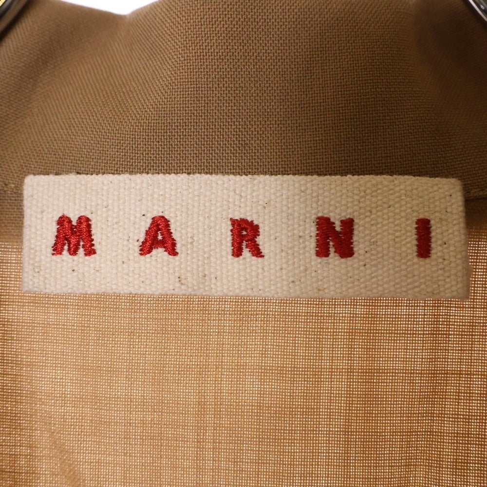 MARNI(マルニ) 24AW TROPICAL WOOL SHIRT トロピカル ポケット刺繍 オープンカラー ウール 長袖シャツ ロングスリーブ ブラウン CUMU0310S0 TW839