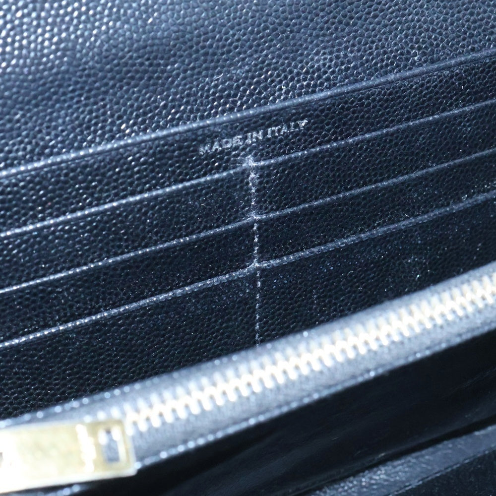 SAINT LAURENT PARIS(サンローランパリ) Vステッチ ロゴ レザーロングウォレット 長財布 ブラック GUE372264 0716