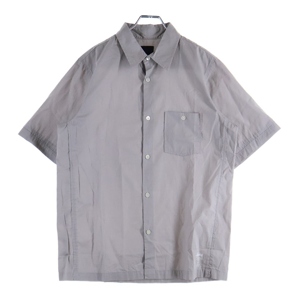 STUSSY(ステューシー) WORLD SHIRT ロゴプリント コットン 半袖シャツ ショートスリーブ グレー