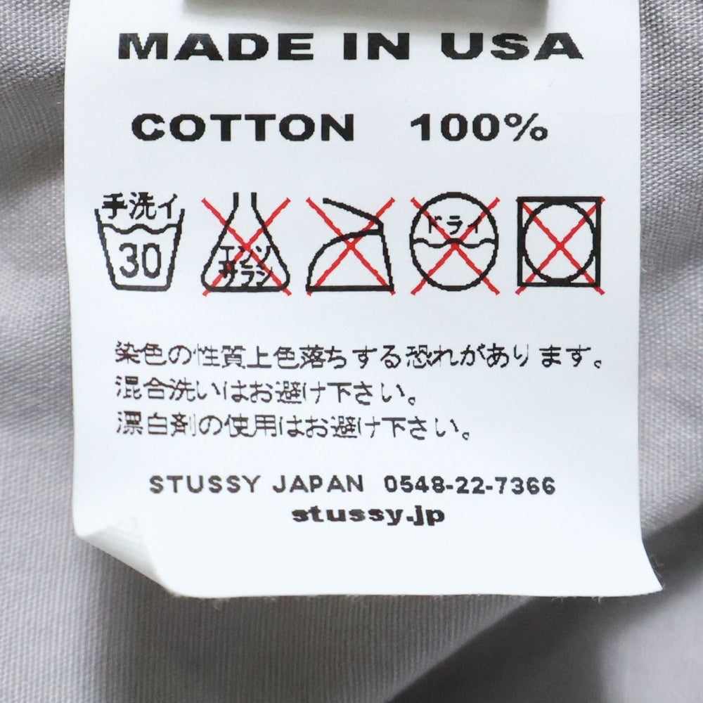 STUSSY(ステューシー) WORLD SHIRT ロゴプリント コットン 半袖シャツ ショートスリーブ グレー