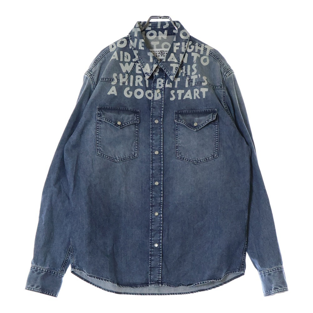 MM6 Maison Margiela(エムエムシックスメゾンマルジェラ) 25SS DENIM SIDA SHIRT ロングスリーブ HIV 長袖シャツ インディゴ SH2DT0018-M30029