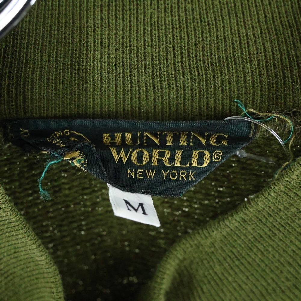 HUNTING WORLD(ハンティングワールド) フロント刺繍 モックネック コットン 長袖トレーナー スウェット カーキ