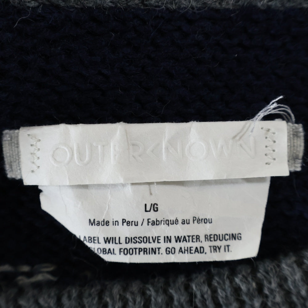 OUTERKNOWN(アウターノウン) 総柄 ニット セーター グレー/ネイビー