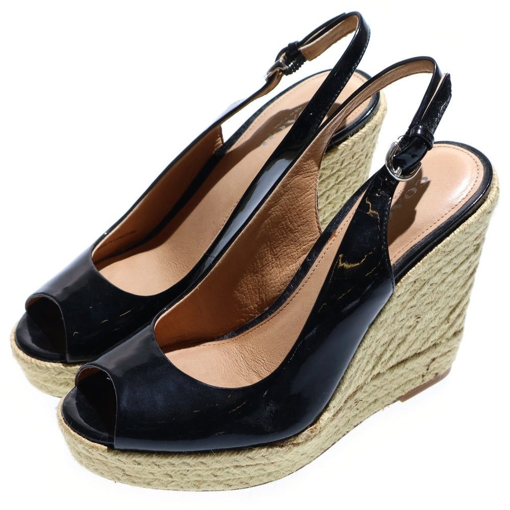 COACH(コーチ) エスパドリーユ ウェッジソール サンダル ブラック レディース Q5128