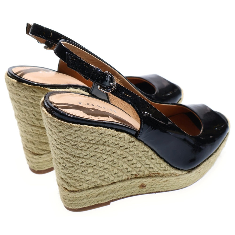 COACH(コーチ) エスパドリーユ ウェッジソール サンダル ブラック レディース Q5128