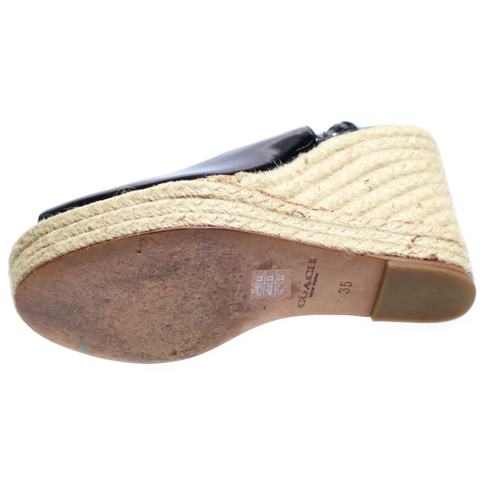 COACH(コーチ) エスパドリーユ ウェッジソール サンダル ブラック レディース Q5128