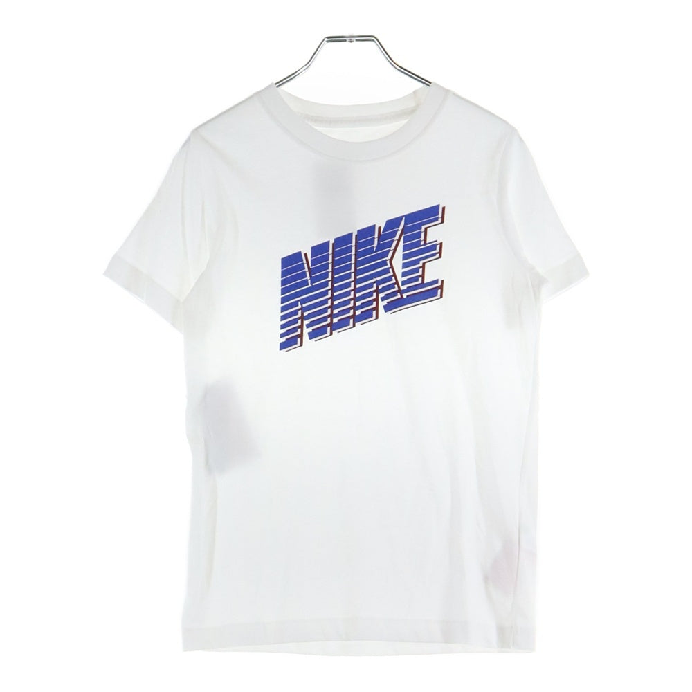 NIKE(ナイキ) 3Dロゴ クルーネック コットン 半袖Tシャツ カットソー ホワイト/ブルー CU4570-100 レディース
