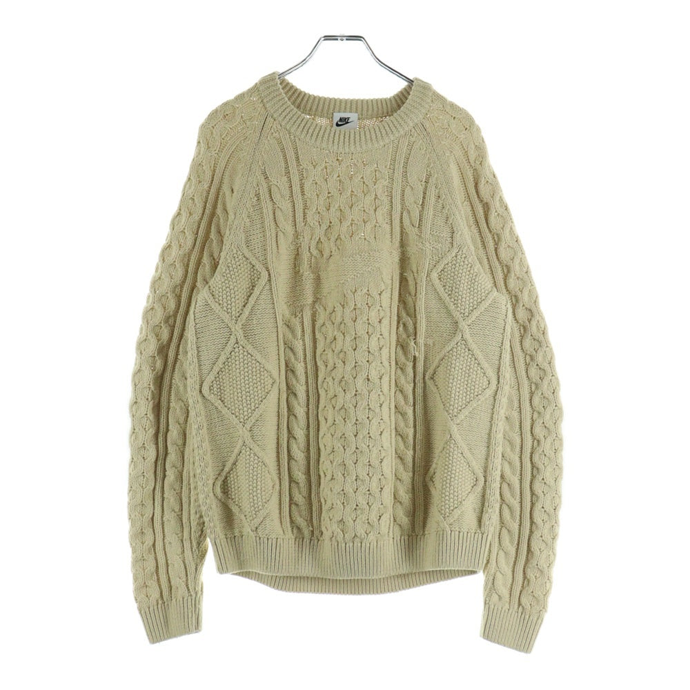 NIKE(ナイキ) フロントロゴ ケーブル 長袖ニットセーター ベージュ DQ5177-206