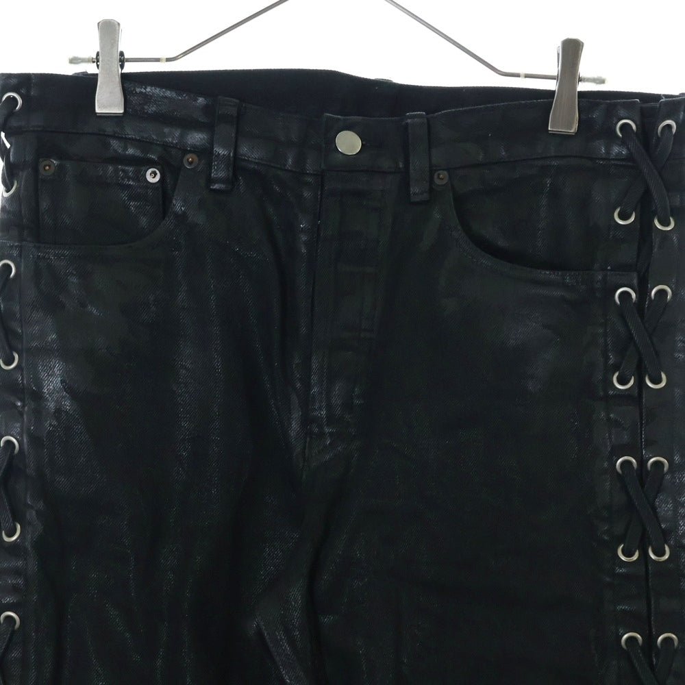 BREATH(ブレス) 22SS COATING LACE UP PANTS コーティング レースアップ パンツ ジーンズ ブラック BRNRG-P-1001