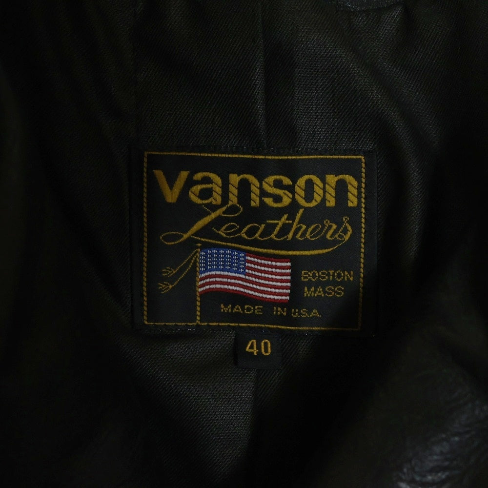 VANSON(バンソン) Dポケット USA製 レザー ダブルライダースジャケット ブラック 67804A