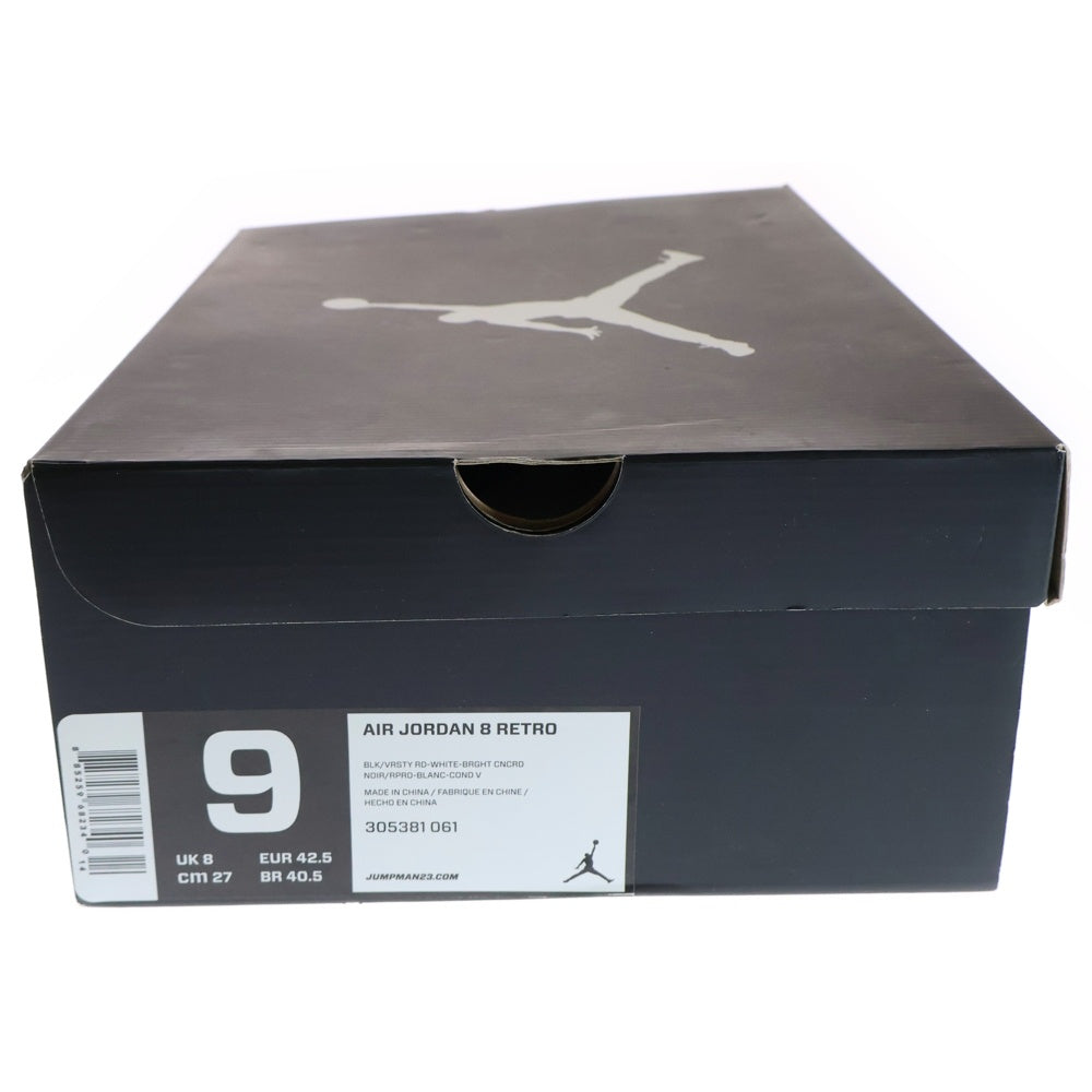 NIKE(ナイキ) 【観賞用 2013年製】AIR JORDAN 8 RETRO PLAYOFF エアジョーダン8 レトロ プレイオフ ハイカットスニーカー ブラック US9/27.0cm 305381-061
