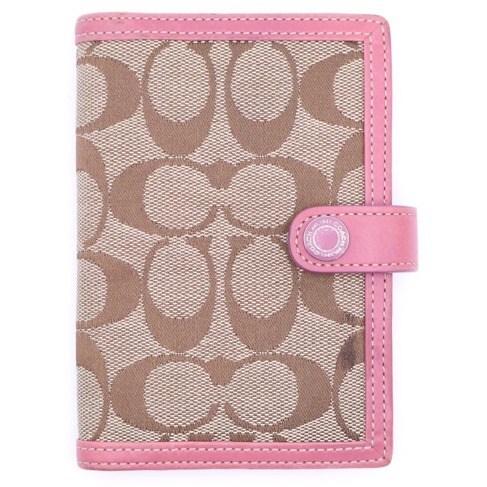 COACH(コーチ) シグネチャーキャンバス 手帳カバー ベージュ/ピンク