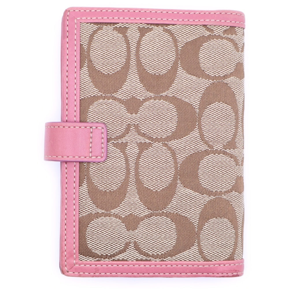 COACH(コーチ) シグネチャーキャンバス 手帳カバー ベージュ/ピンク