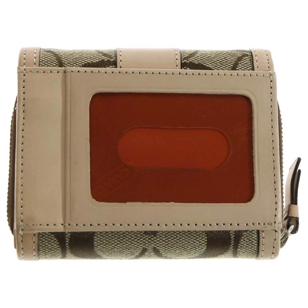 COACH(コーチ) シグネチャーキャンバス 二つ折り財布 小銭入れ ベージュ/ピンク
