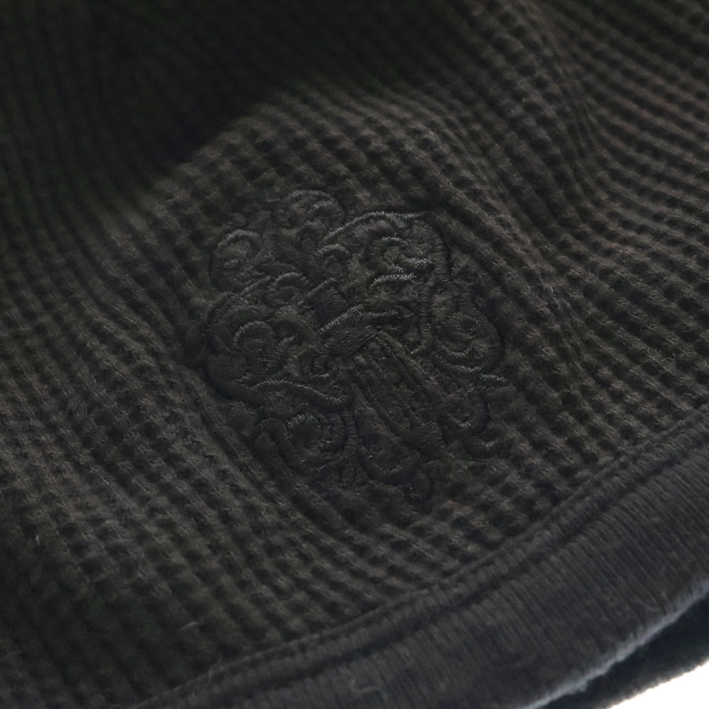 CHROME HEARTS(クロムハーツ) ヴァインダガー ロゴ刺繍 サーマル コットン キャップ ビーニー ブラック