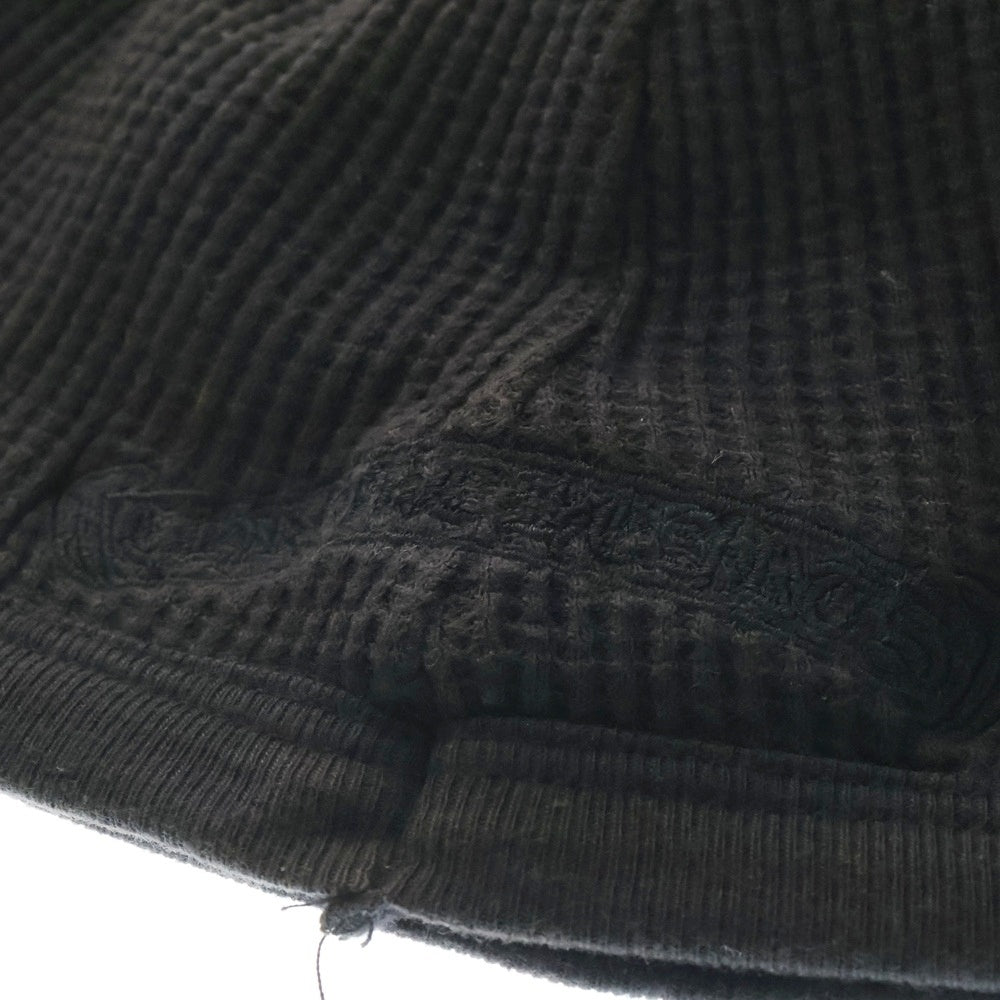 CHROME HEARTS(クロムハーツ) ヴァインダガー ロゴ刺繍 サーマル コットン キャップ ビーニー ブラック