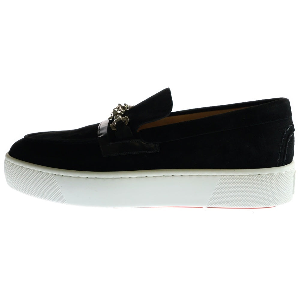 CHRISTIAN LOUBOUTIN(クリスチャンルブタン) METALLUR FLAT スタッズ スウェード ローカットスニーカー スリッポン ブラック