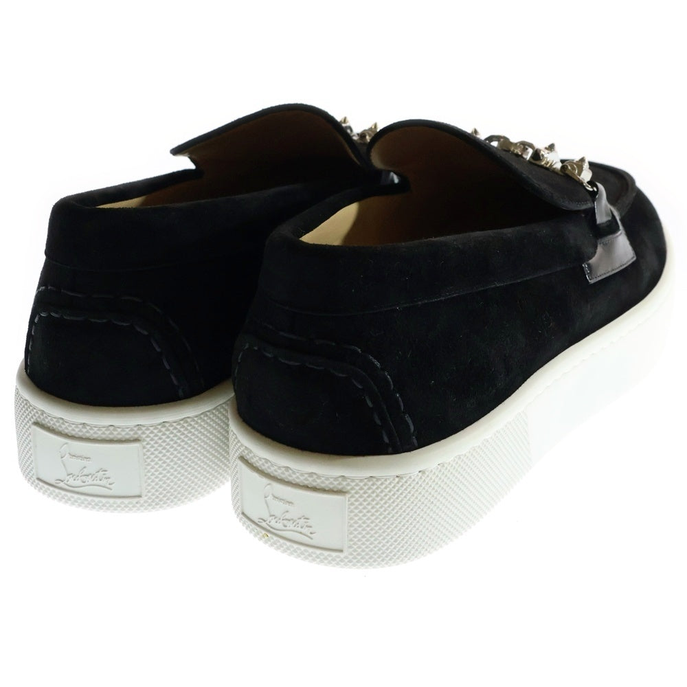 CHRISTIAN LOUBOUTIN(クリスチャンルブタン) METALLUR FLAT スタッズ スウェード ローカットスニーカー スリッポン ブラック