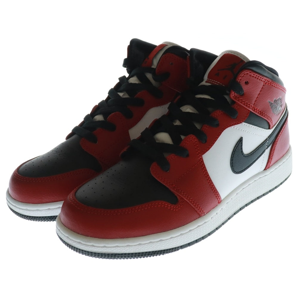 NIKE(ナイキ) GS Air Jordan 1 Mid CHICAGO エアジョーダン ミッドカットスニーカー ブラック/レッド US6Y/24cm 554725-069 キッズ