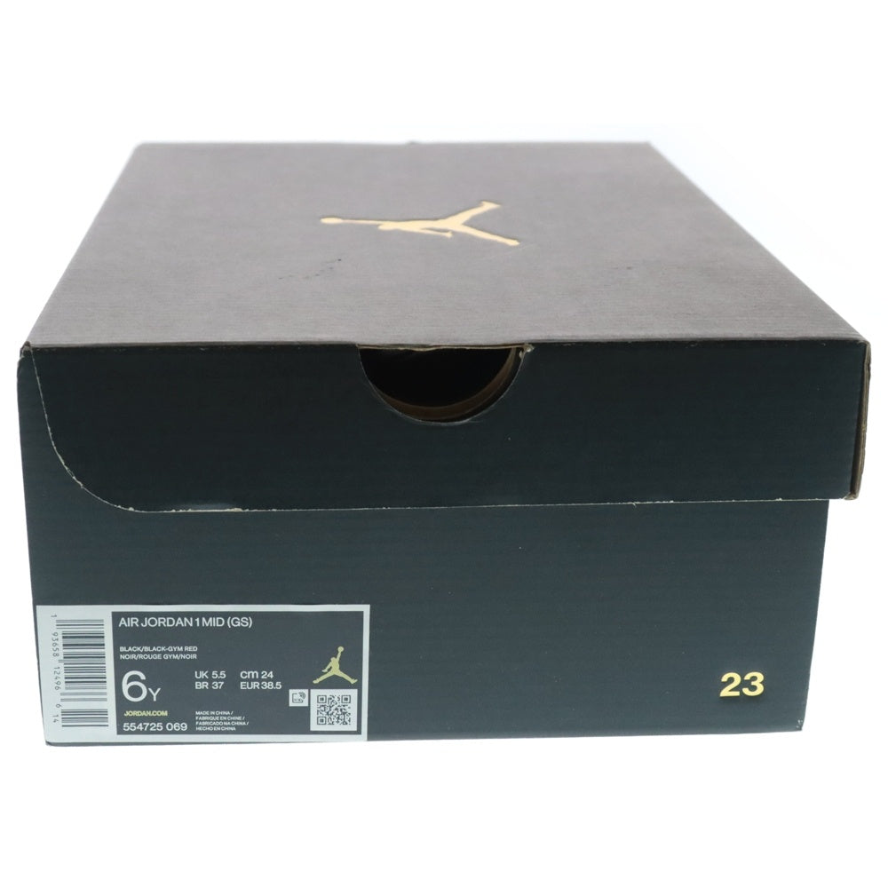 NIKE(ナイキ) GS Air Jordan 1 Mid CHICAGO エアジョーダン ミッドカットスニーカー ブラック/レッド US6Y/24cm 554725-069 キッズ