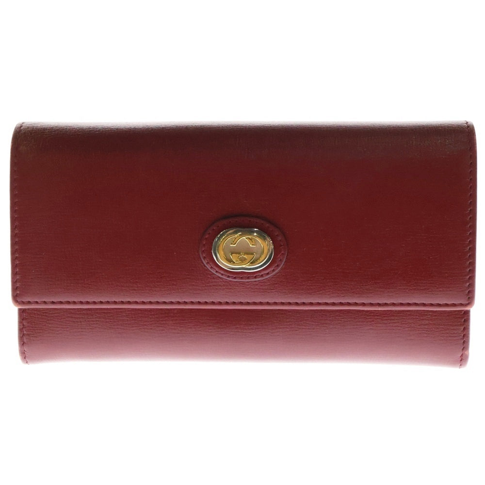 GUCCI(グッチ) インターロッキングG マリーナ フラップ レザー ロングウォレット 財布 レッド 598531