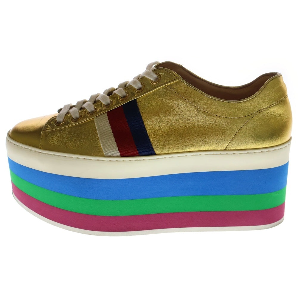 GUCCI(グッチ) ウェブライン ローカットスニーカー ゴールド 474538