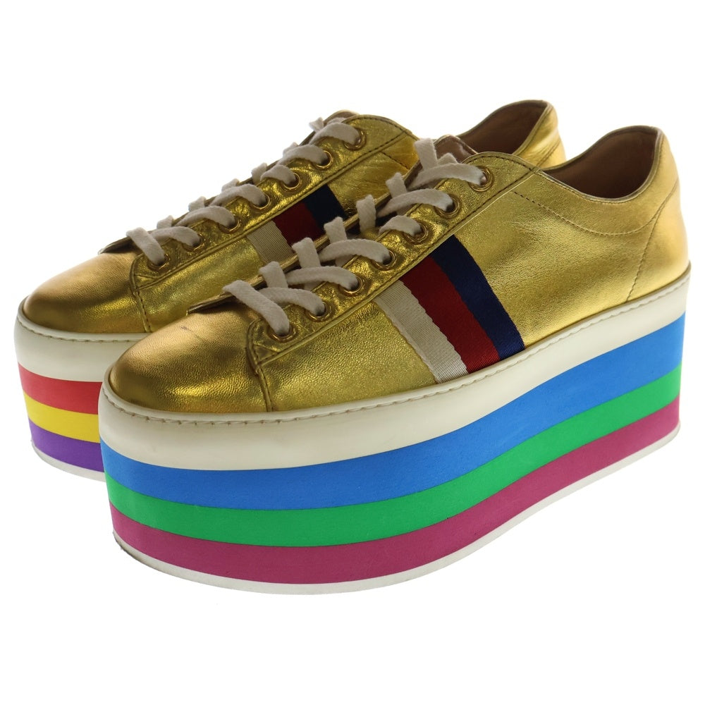 GUCCI(グッチ) ウェブライン ローカットスニーカー ゴールド 474538