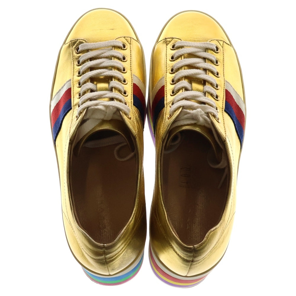 GUCCI(グッチ) ウェブライン ローカットスニーカー ゴールド 474538