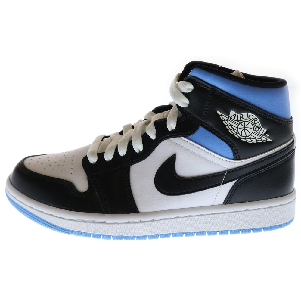 NIKE(ナイキ) WMNS AIR JORDAN 1 MID Black/University Blue ウィメンズ エアジョーダン ミッドカットスニーカー ホワイト/ブルー US7/24.0cm BQ6472-102