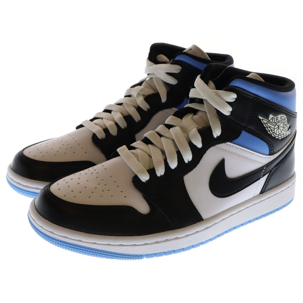 NIKE(ナイキ) WMNS AIR JORDAN 1 MID Black/University Blue ウィメンズ エアジョーダン ミッドカットスニーカー ホワイト/ブルー US7/24.0cm BQ6472-102