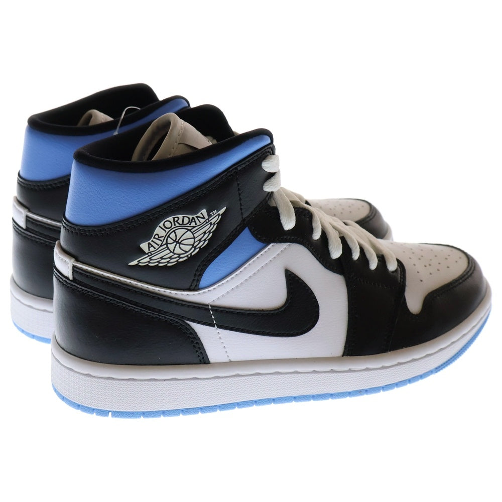 NIKE(ナイキ) WMNS AIR JORDAN 1 MID Black/University Blue ウィメンズ エアジョーダン ミッドカットスニーカー ホワイト/ブルー US7/24.0cm BQ6472-102