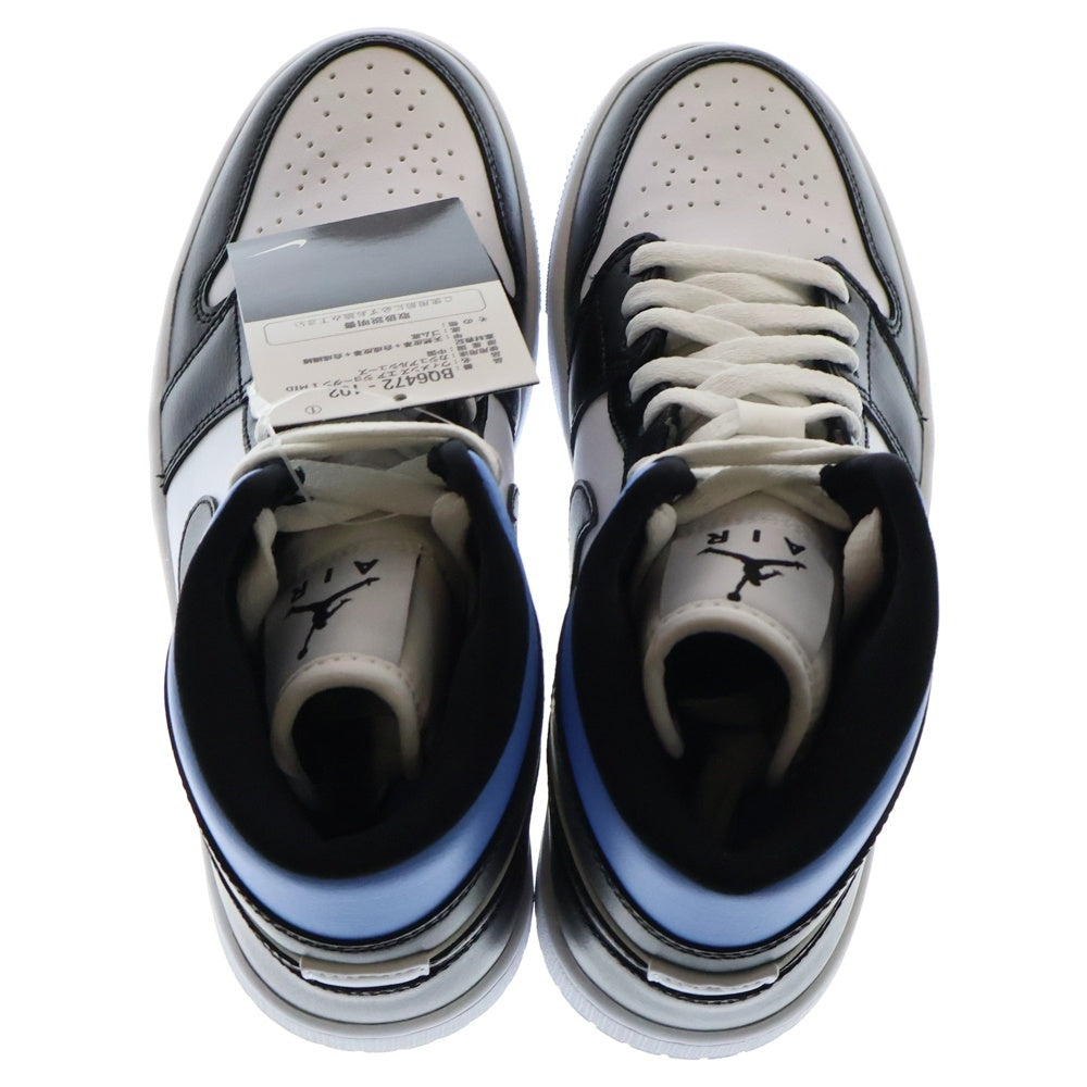 NIKE(ナイキ) WMNS AIR JORDAN 1 MID Black/University Blue ウィメンズ エアジョーダン ミッドカットスニーカー ホワイト/ブルー US7/24.0cm BQ6472-102