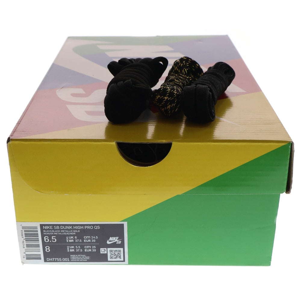 NIKE SB(ナイキエスビー) ×Faust Dunk High Black and Metallic Gold ダンク ハイカットスニーカー ブラック US6.5/24.5cm DH7755-001