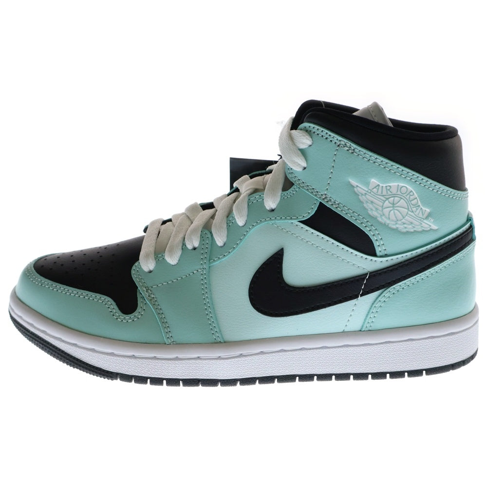 NIKE(ナイキ) WMNS AIR JORDAN 1 MID AQUA BLUE エアジョーダン ミッド ハイカットスニーカー ブラック/ブルー US7/24.0cm BQ6472-300