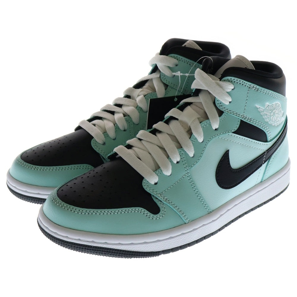 NIKE(ナイキ) WMNS AIR JORDAN 1 MID AQUA BLUE エアジョーダン ミッド ハイカットスニーカー ブラック/ブルー US7/24.0cm BQ6472-300