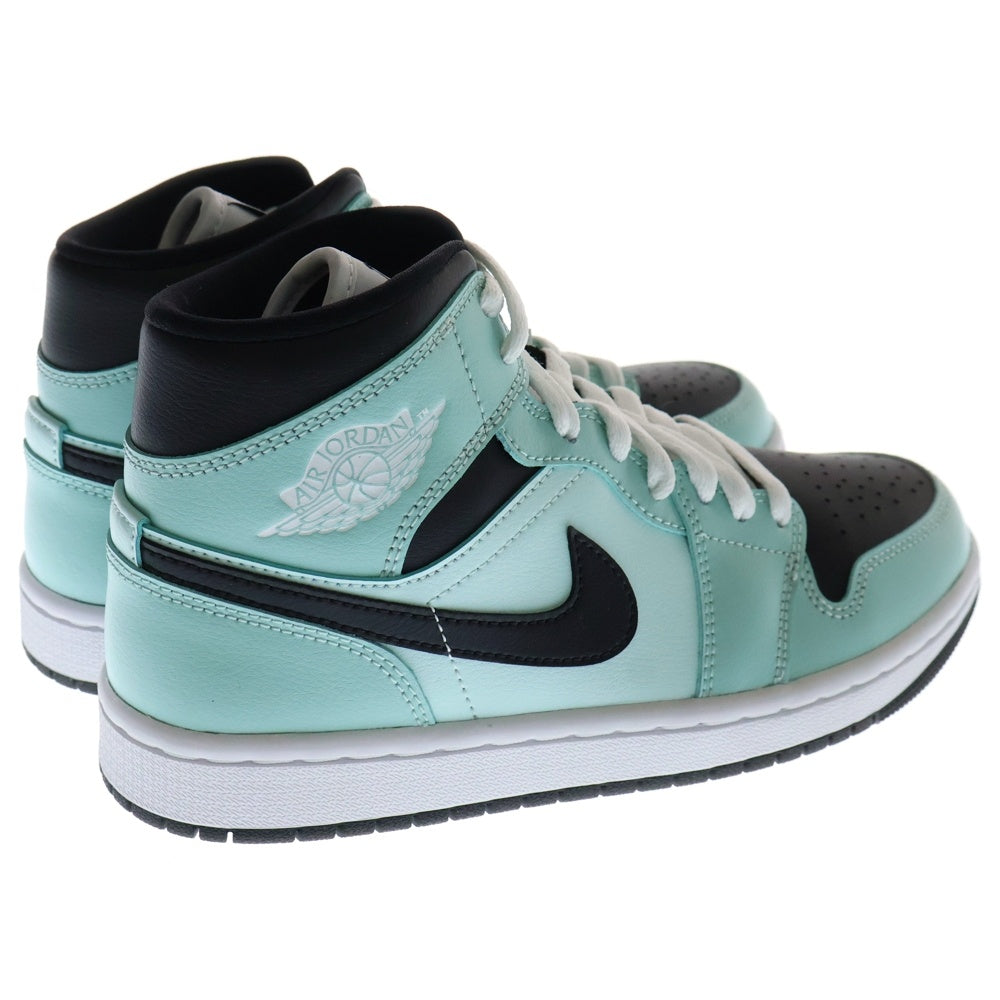 NIKE(ナイキ) WMNS AIR JORDAN 1 MID AQUA BLUE エアジョーダン ミッド ハイカットスニーカー ブラック/ブルー US7/24.0cm BQ6472-300